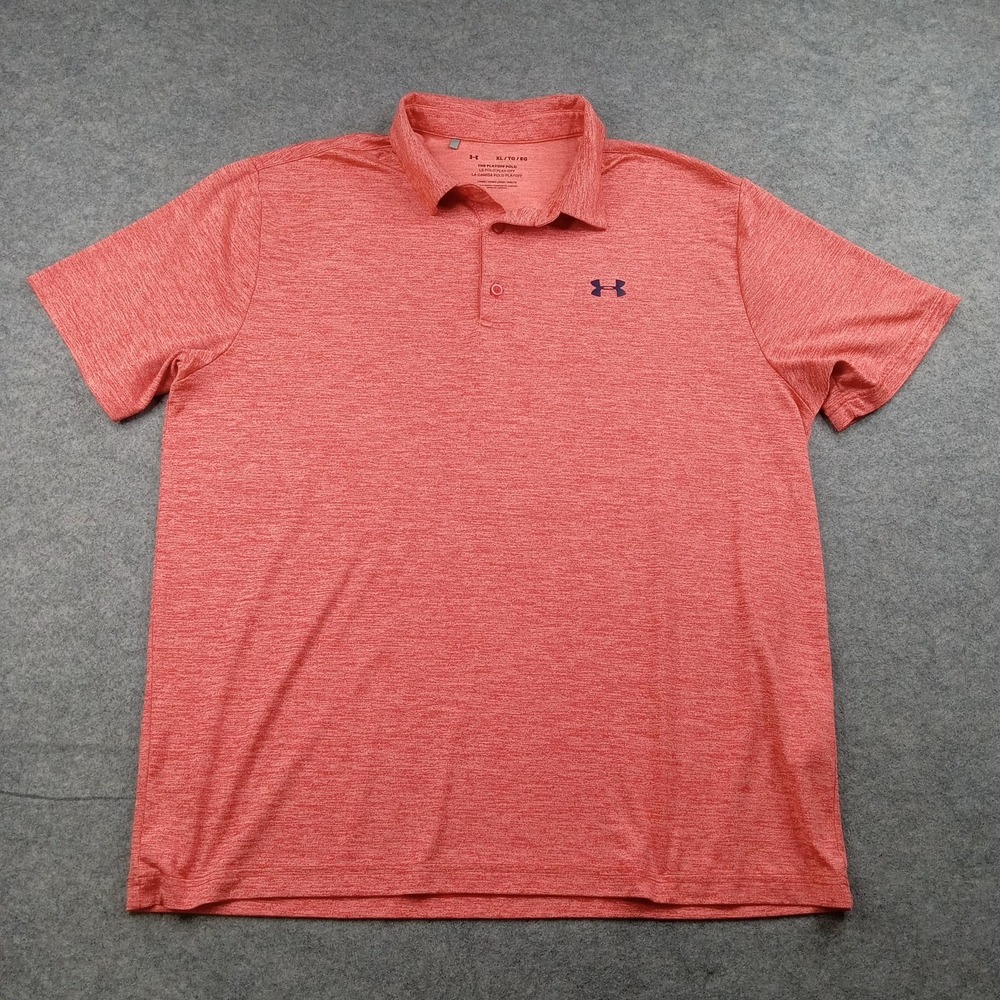 Under Armour Playoff Polo‎ Shirt Mens XL Red Golf Performance Stretch Top Logo